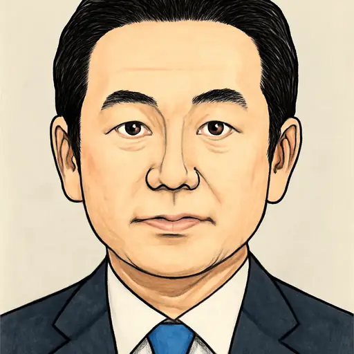 福岡 資麿の似顔絵